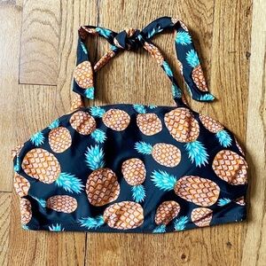 Cupshe Pineapple Print Halter Bandeau Bikini Top Sz M